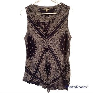 Lucky Brand sleeveless button down patterned shirt EUC